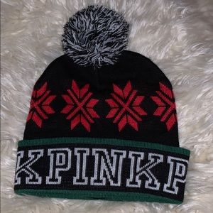 Christmas PINK pom pom hat